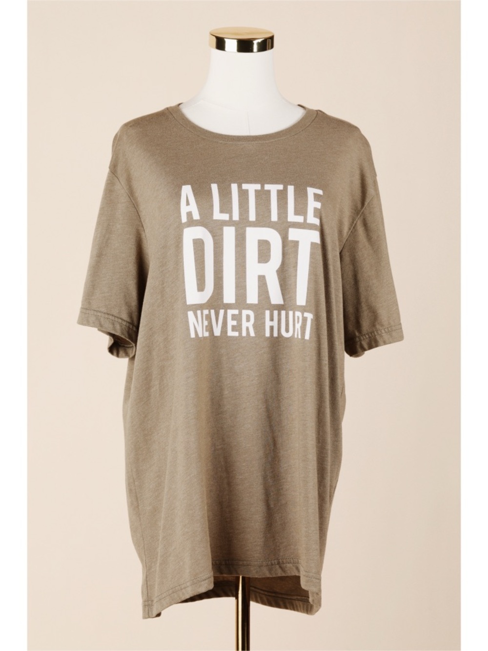 Sz XL Bella + Canvas A Little Dirt Never Hurt Beige Short Sleeve T Shirt EUC